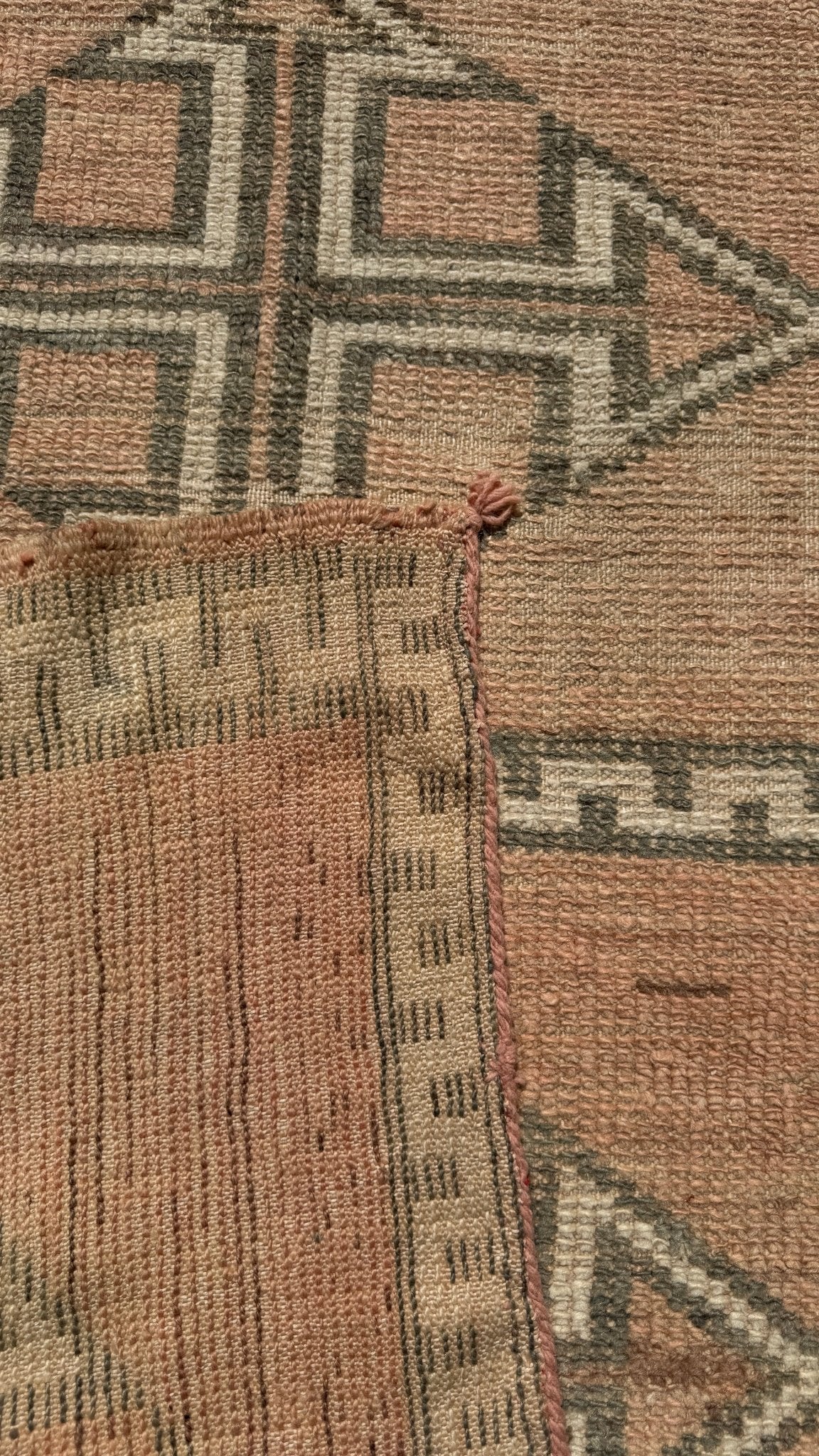 Zemmour Moroccan Vintage Rug - Pink/Grey - 168cm x 122cm - Rohi Threads