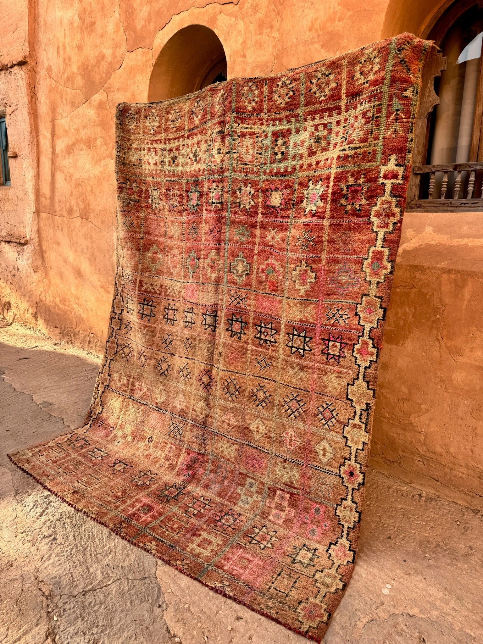 Zemmour Moroccan Vintage Rug - Pink/Neutrals - 270cm x 180cm - Rohi Threads