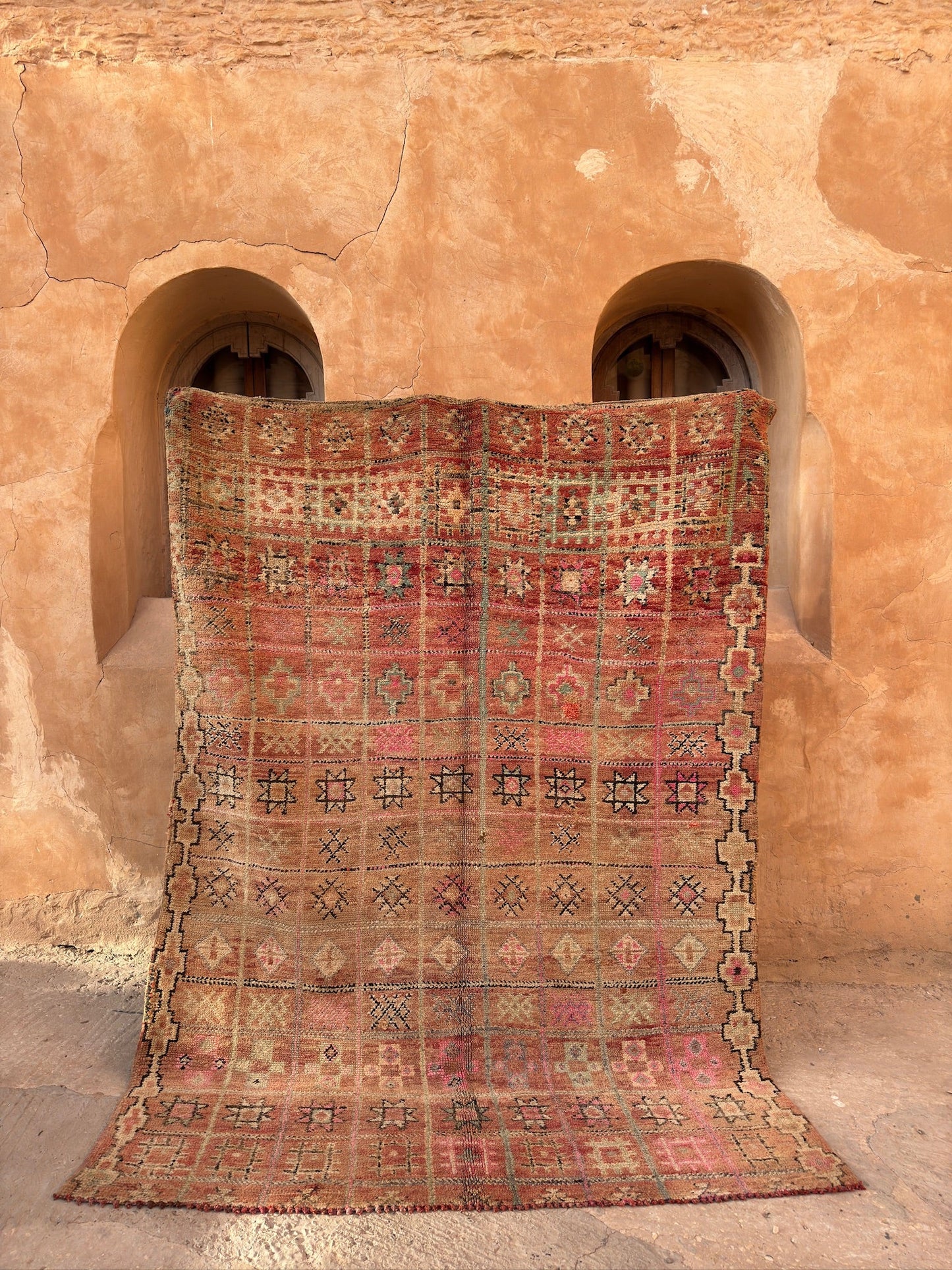 Zemmour Moroccan Vintage Rug - Pink/Neutrals - 270cm x 180cm - Rohi Threads
