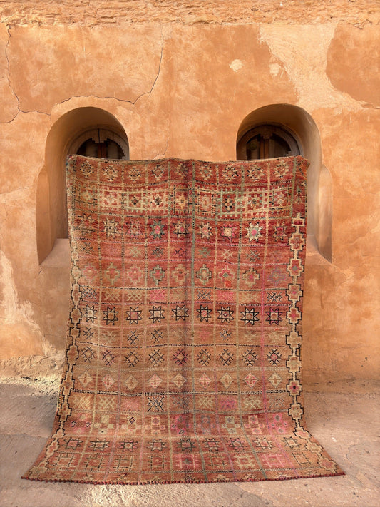 Zemmour Moroccan Vintage Rug - Pink/Neutrals - 270cm x 180cm - Rohi Threads